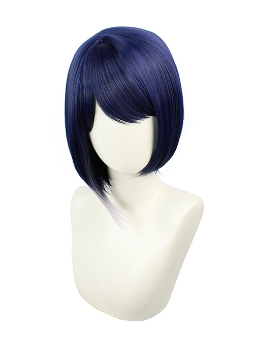 Kujo Sara Dark Blue Gradient Gray Asymmetry Short Wig Game Cosplay Wigs