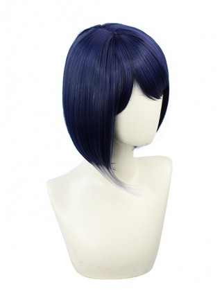 Kujo Sara Dark Blue Gradient Gray Asymmetry Short Wig Game Cosplay Wigs