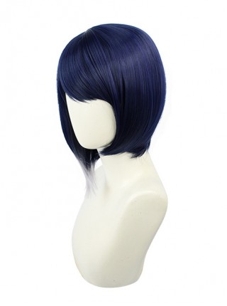 Kujo Sara Dark Blue Gradient Gray Asymmetry Short Wig Game Cosplay Wigs