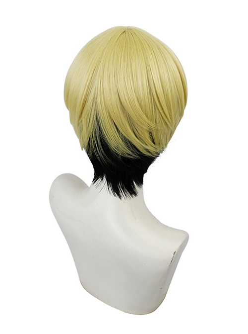 Matsuno Chifuyu M Bangs Double-Layer Two-Color Golden Gradient Black Short Wig Anime Cosplay Wigs