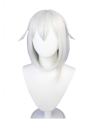 Paimon M Bangs Silver White Big Inner Buckle Short Female Game Cosplay Wigs