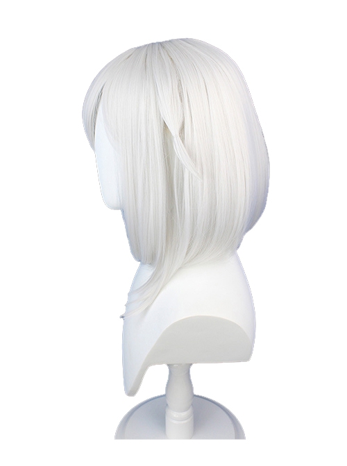 Paimon M Bangs Silver White Big Inner Buckle Short Female Game Cosplay Wigs