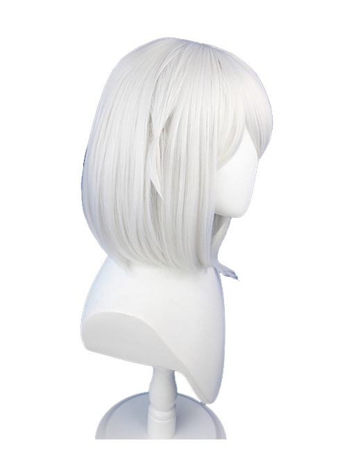 Paimon M Bangs Silver White Big Inner Buckle Short Female Game Cosplay Wigs