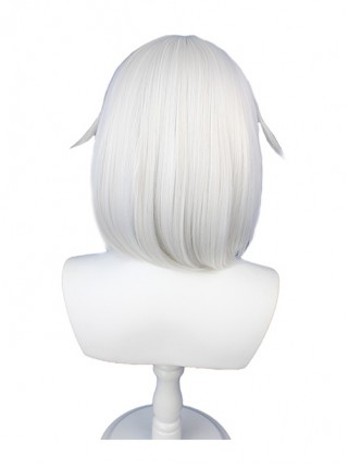 Paimon M Bangs Silver White Big Inner Buckle Short Female Game Cosplay Wigs