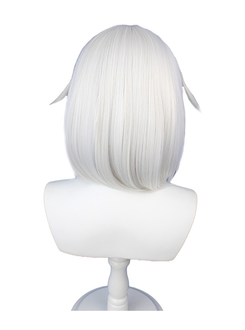 Paimon M Bangs Silver White Big Inner Buckle Short Female Game Cosplay Wigs