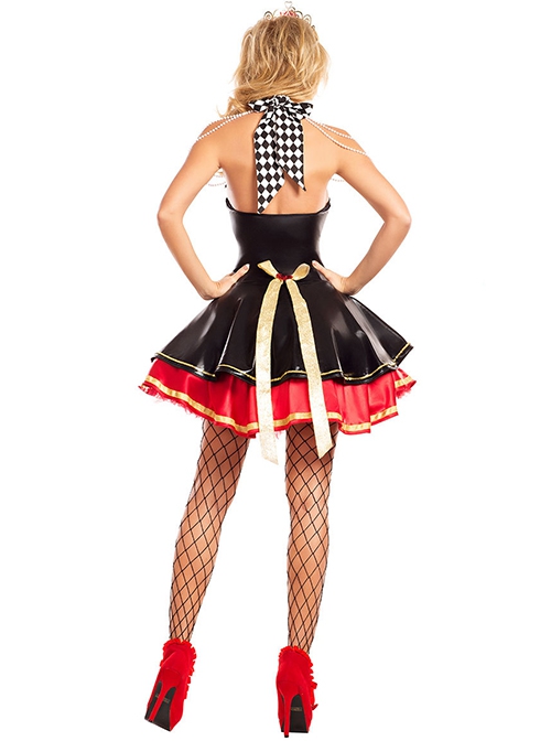 Black Bow Red Love Hot Sexy Sling Short Dress Halloween Witch The Queen Of Hearts Costume