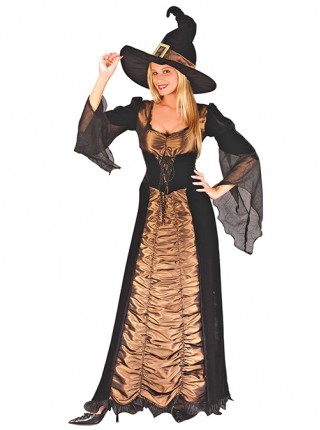 Black Oxford Cloth Hat Champagne Square Collar Long Sleeve Dress Set Halloween Demon Vampire Witch Costume Female