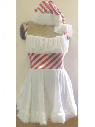 White Plush Foot Covers Short High Waist Sling Dress Set Christmas Snowman Costume Female