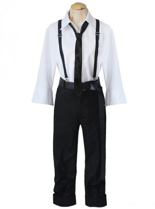 Bungou Stray Dogs Atsushi Nakajima White Shirt Black Suspenders Pants Cosplay Costume