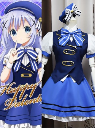 Is the Order a Rabbit? Chino Kafuu Happy Valentine Blue Cosplay Costume