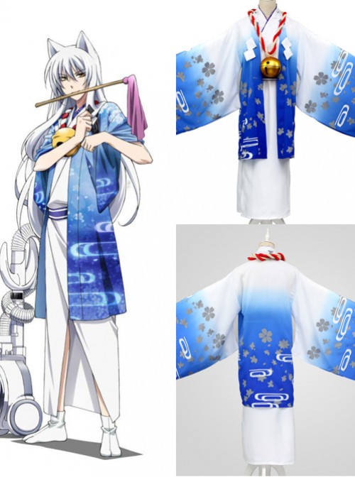 Gugure! Kokkuri-san Kokkuri Blue White Cosplay Costume