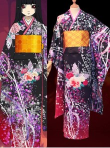 Hell Girl: Yoi no Togi Ai Enma Purple Kimono Cosplay Costume