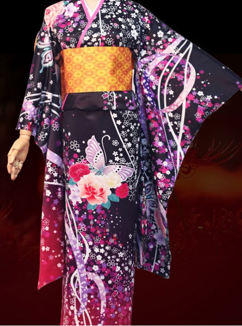 Hell Girl: Yoi no Togi Ai Enma Purple Kimono Cosplay Costume