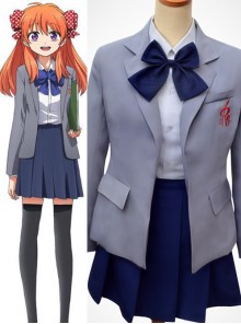 Monthly Girls' Nozaki-kun Chiyo Sakura Blue Bowtie School Uniform Cosplay Costume