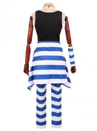 Nanbaka Uno Blue And White Striped Suit And Black Vest Cosplay Costume