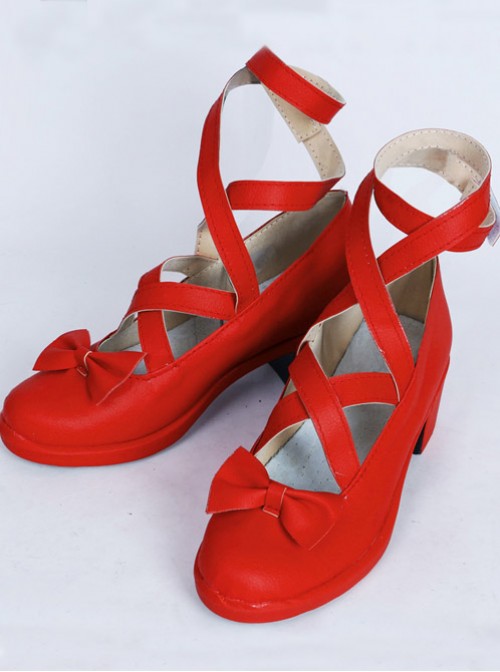 Miss Kobayashi's Dragon Maid Kanna Kamui Red Bowknot Cosplay Shoes