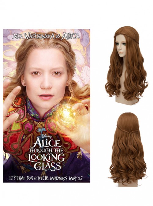 Alice in Wonderland 2 Alice Through the Looking Glass Alice Kingsleigh Brown Wavy Hair Cosplay Wig