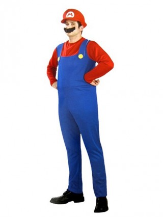 Super Mario Bros Mario Adult Red T-shirt And Blue Rompers Cosplay Costume