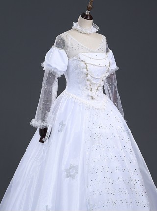 Alice in Wonderland White Queen White Dress Cosplay Costume