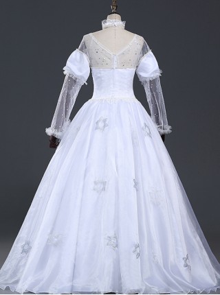 Alice in Wonderland White Queen White Dress Cosplay Costume